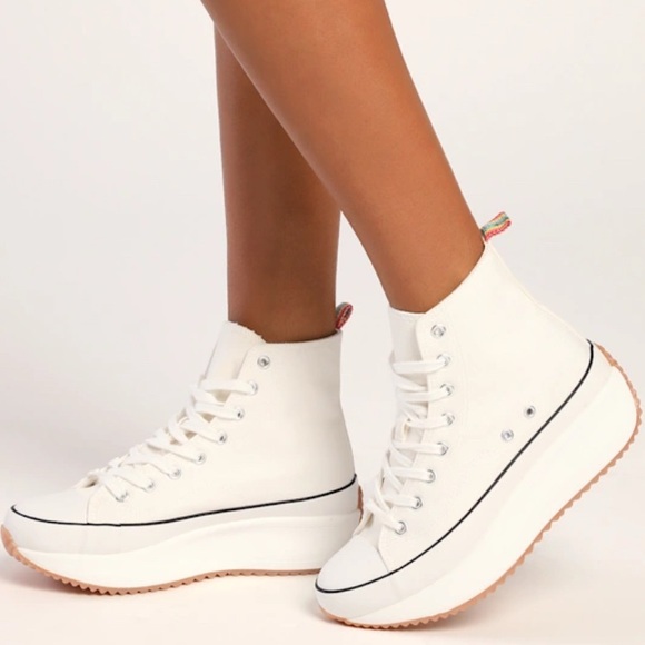 Madden Girl White Platform High-Top Sneakers - Picture 1 of 14